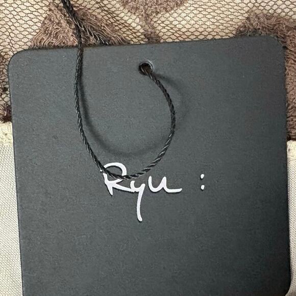 Ryu Collection Blouse Cream & Brown Lace Off the Shoulder Top Women’s Sz L NWT - Picture 8 of 11